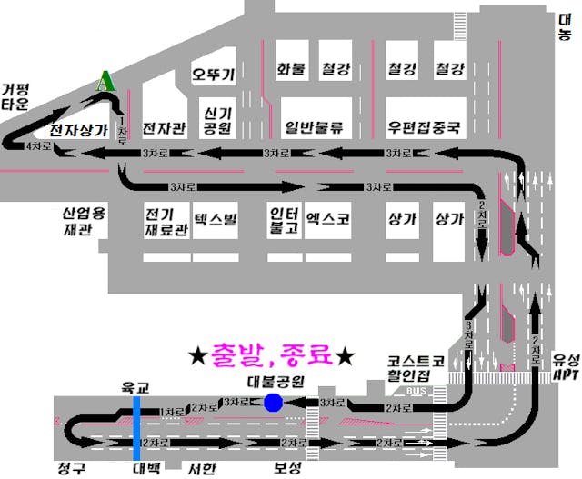 안전 자동차운전전문학원도로주행 A코스 약도