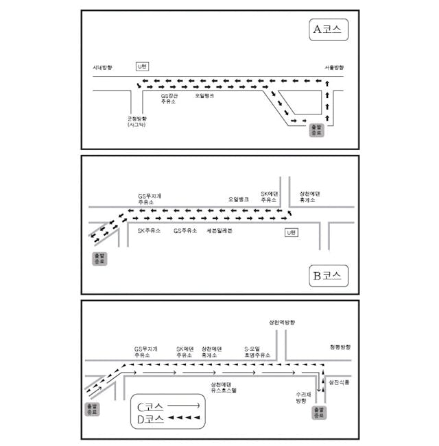 우리 자동차운전전문학원도로주행 코스 약도