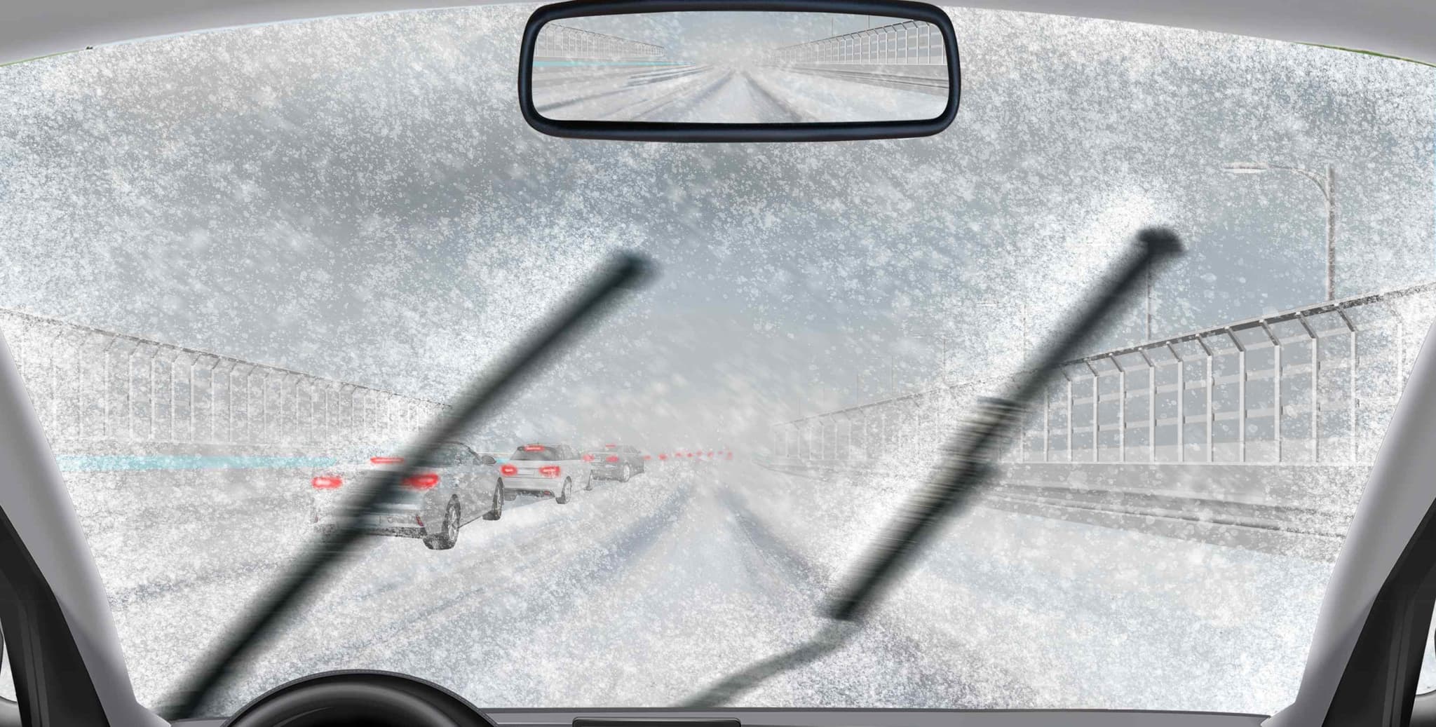 What are the two safest ways to proceed in the snowy road conditions described above?